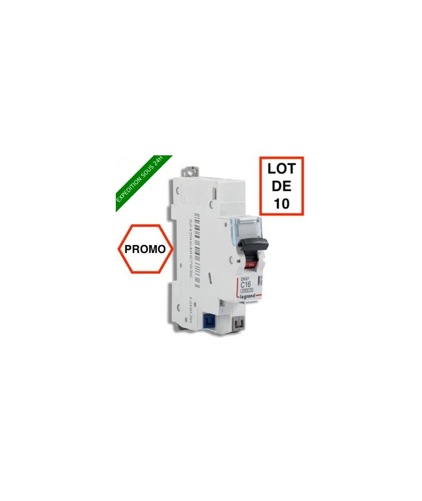 LOT DE 10 // LEGRAND DNX3 Disjoncteur 16A auto PH+N courbe C 4.5kA 230V - 406783