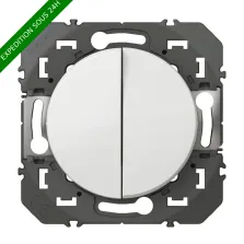 Poussoir double dooxie 6A 250V~ finition blanc (600008)
