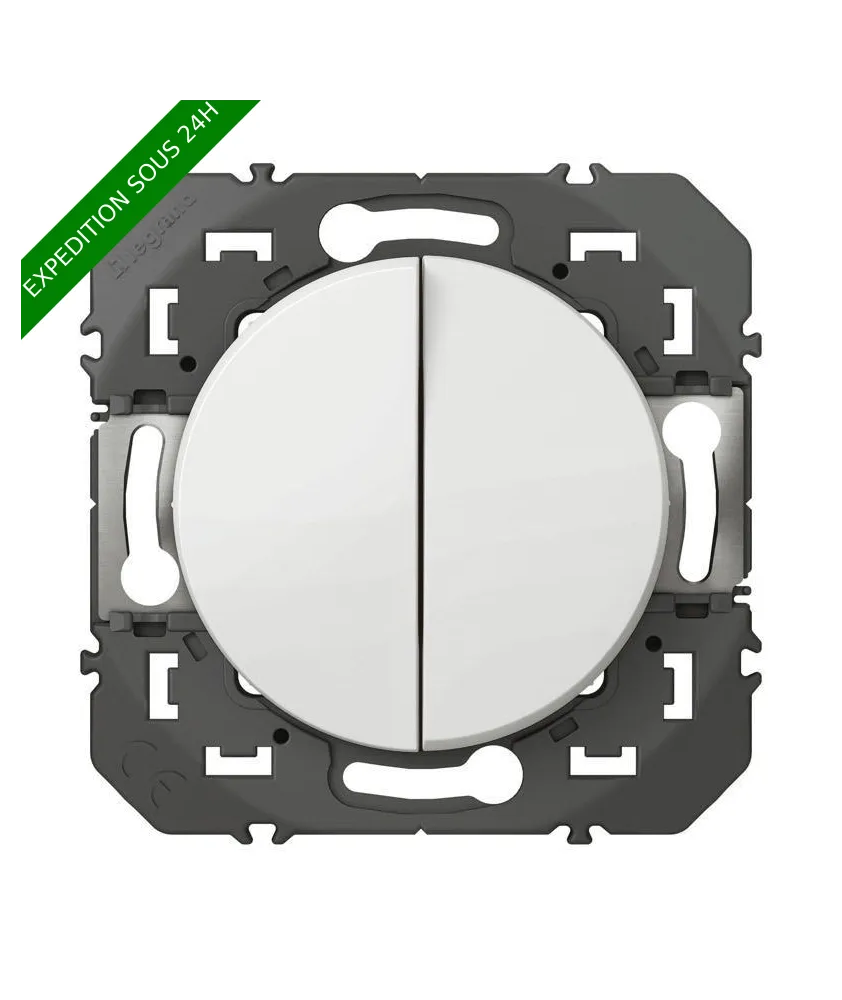 Poussoir double dooxie 6A 250V~ finition blanc (600008)