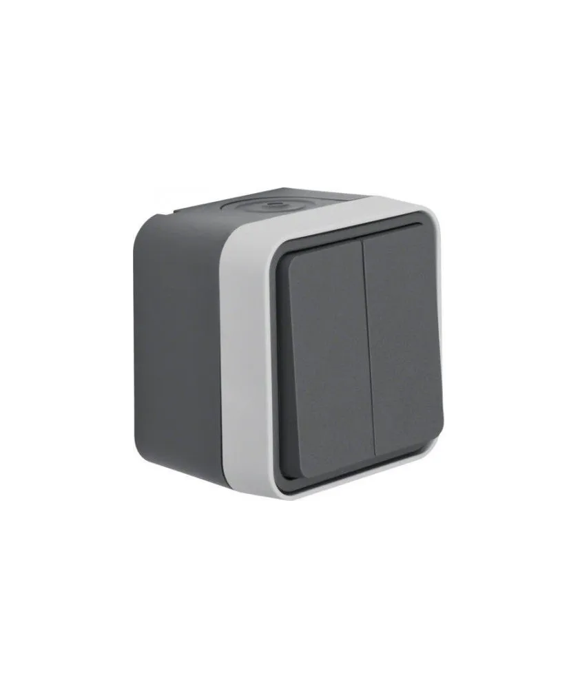 HAGER cubyko double va-et-vient saillie gris (WNC040)