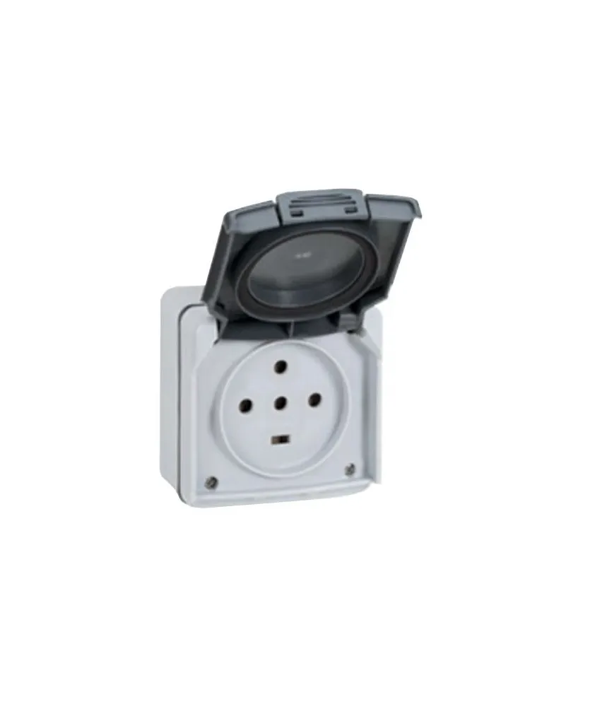 Legrand - Prise 3P+T+N étanche 20A Plexo complet IP55 saillie - gris- Réf : 091657