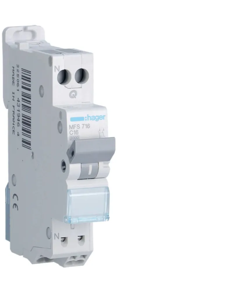 HAGER Disjoncteur 16A auto Ph+N courbe C 3kA 230V - MFS716