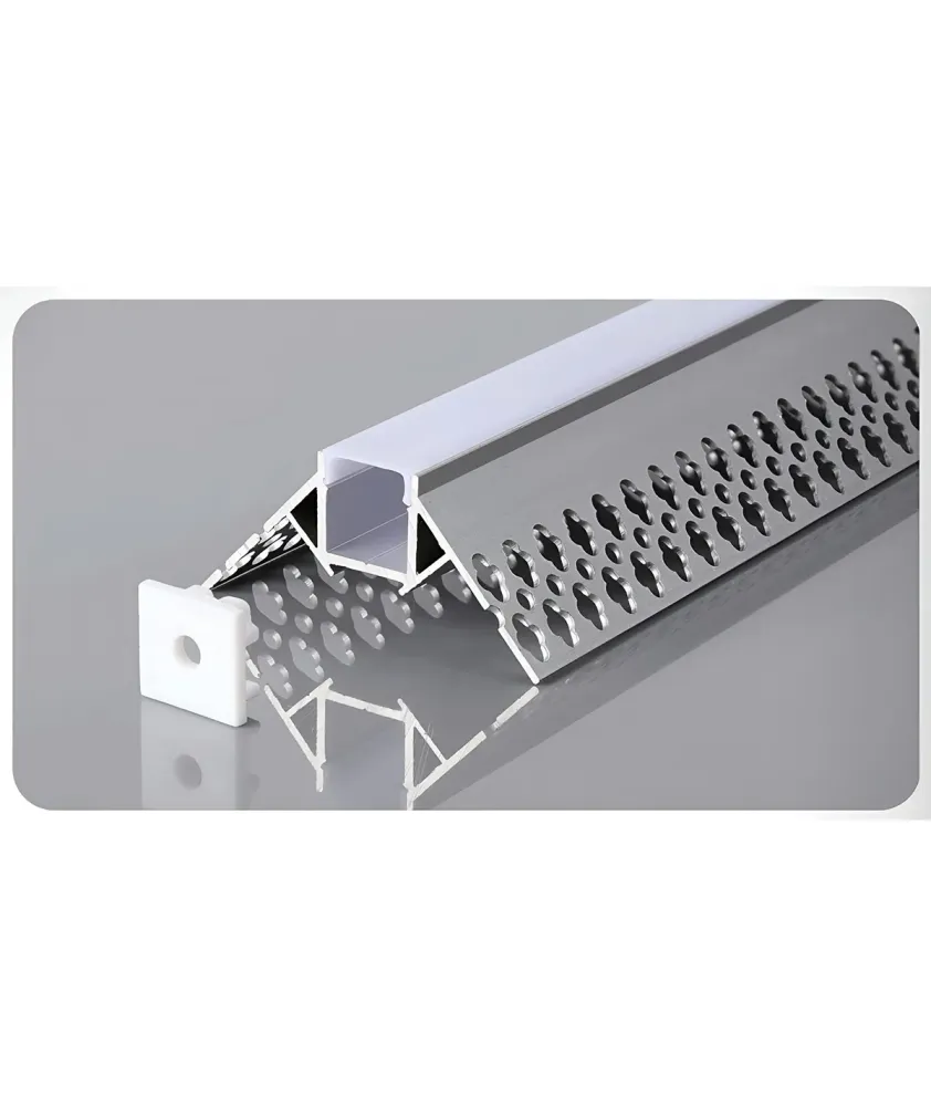Profilé Aluminium angle intérieur encastré 2m pour ruban LED 12V/24V