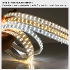 Ruban LED CHANTIER Double rangée sécable 2835 120D en silicone 50M Étanche IP67 3000k