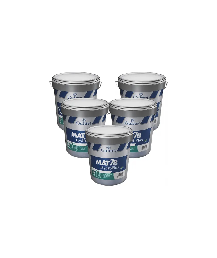 Peinture professionnelle GUITTET MAT 78 HydroPlus super couvrant Blanc 15L - Pack x5
