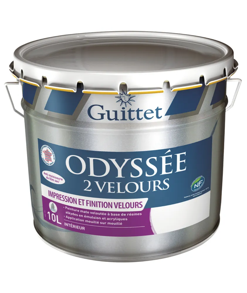 Peinture professionnelle GUITTET ODYSSÉE 2 VELOURS - peinture 2 en 1 lessivable 10L