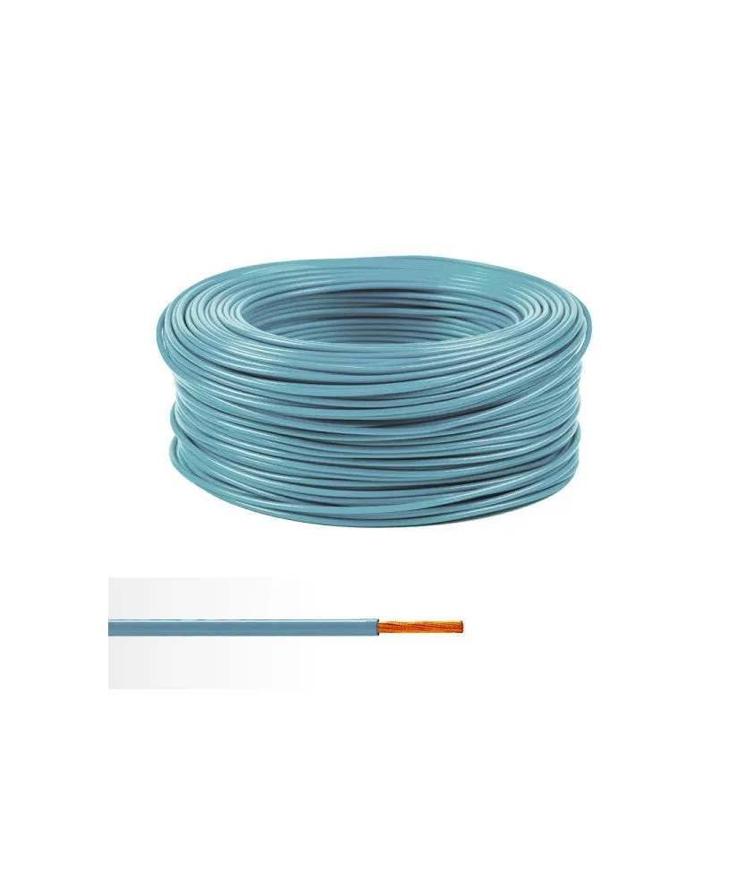 Fil électrique souple ho7v-k 10mm2 bleu clair  (prix au m)